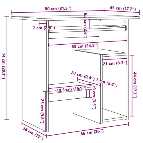  Radni stol siva boja betona 80 x 45 x 74 cm konstruirano drvo Slike