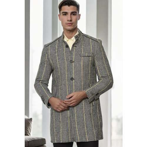 Dewberry PLT8391 MEN'S COAT-PLAID GREY-2 Slike