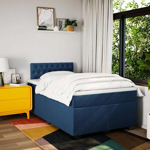  Krevet s oprugama i madracem plavi 120 x 190 cm od tkanine Slike