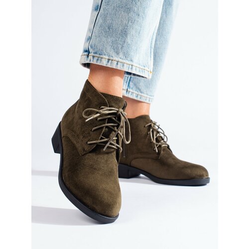 SHELOVET Tied suede green boots Slike