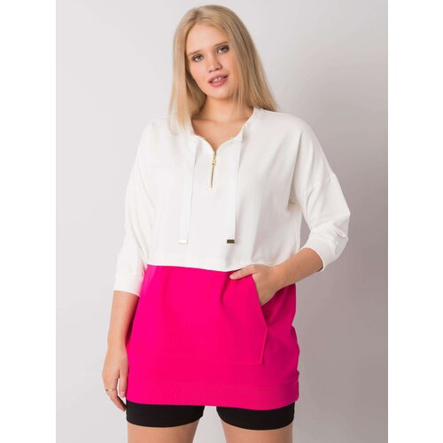 Fashion Hunters Women's plus size ecru fuchsia tunic Cene