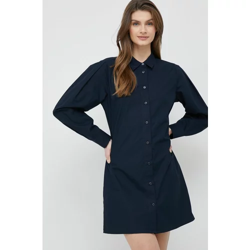 Tommy Hilfiger Pamučna haljina boja: tamno plava, mini, ravna