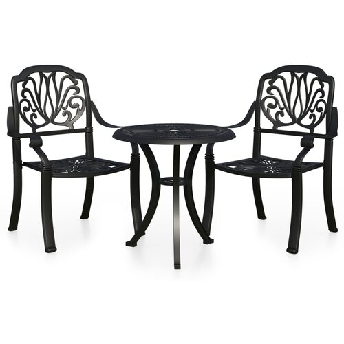 vidaXL Bistro garnitura 3-delna liti aluminij črna, (20675882) Cene