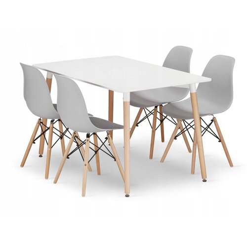 Modern Home MILANO STO 120x80 cm + Milano set 4 stolice SVETLO SIVA Slike