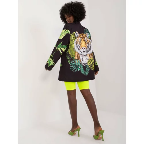 Fashion Hunters Black women's oversize blazer with print