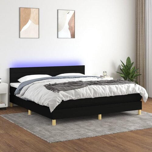 VidaXL Krevet box spring s madracem LED crni 180x200 cm od tkanine Slike