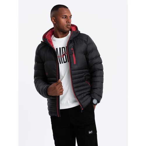 Ombre Men's quilted nylon sports style jacket - black Cijene