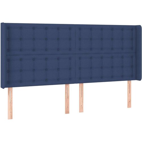  Uzglavlje plavo 203 x 16 x 118/128 cm od tkanine Slike