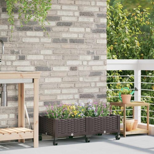  Vrtni saksija s kotačima Smeđa 80 x 40 x 29 cm PP - Smeđa 80 x 40 x 23 cm s kotačima Cijene