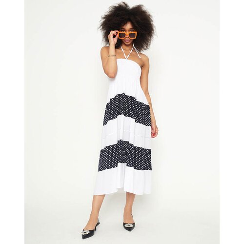 Resti White polka dot maxi skirt PLUS SIZE - Clothing Cene