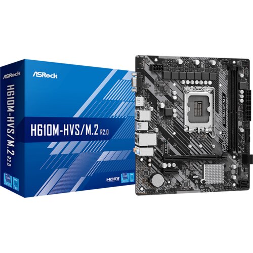 AsRock MB H610M-HVS/M.2 R2.0 Intel H610 2xDDR4 VGA HDMI M.2 SATA3 6xUSB microATX Slike