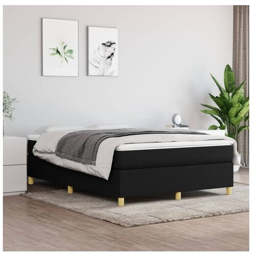  Box spring postelja z vzmetnico črna 140x200 cm blago Cene