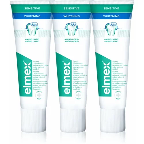 Elmex Sensitive Whitening zobna pasta za naravno bele zobe 3x75 ml