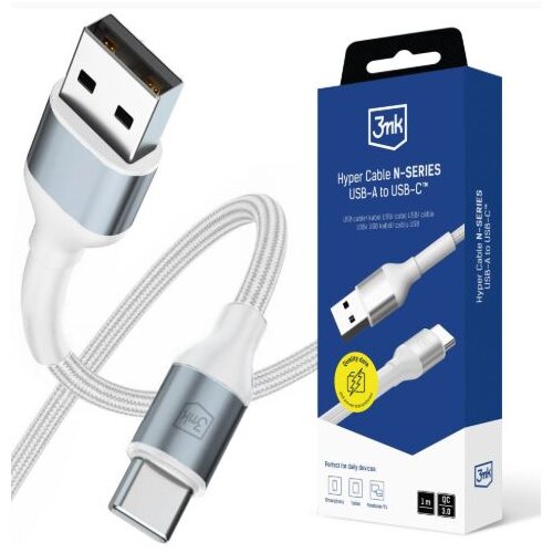 3mk Hyper kabel N-SERIES USB-A v USB-C 1m bel Slike