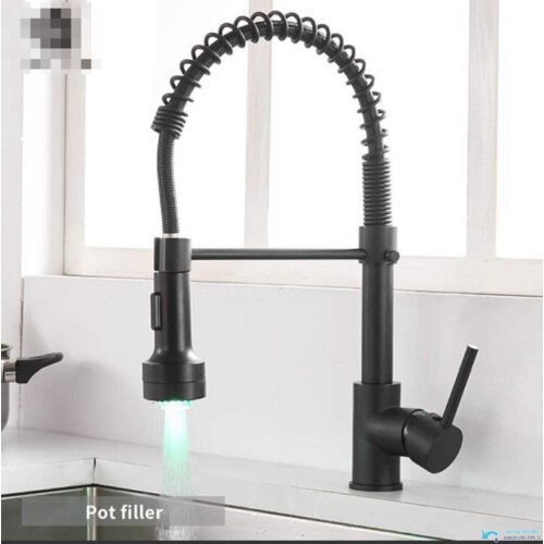  Črna kuhinjska armatura KB1507 | Izvlečna pipa za kuhinjo v črni barvi - Črna - LED Cene