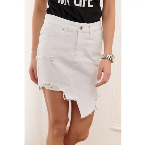 Fasardi White asymmetric denim skirt