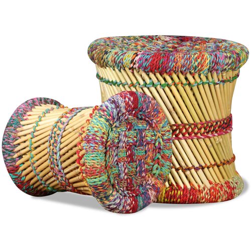  Stolci od bambusa sa chindi detaljima 2 kom vi&amp;scaron;ebojni Slike