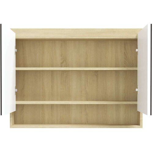 VidaXL kupaonski ormarić s ogledalom 80x15x60 cm MDF bijeli i hrast Slike