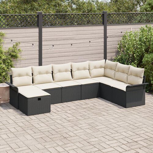 vidaXL 8-delni vrtni sofa set z blazinami Črna Poli ratan Cene