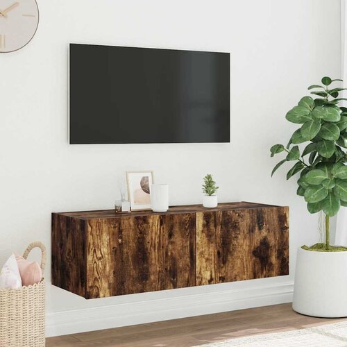  Zidni TV ormarić s LED svjetlima boja hrasta 100 x 35 x 31 cm Slike