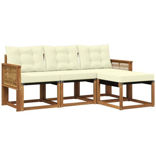 vidaXL Zunanja garnitura za sedenje z blazino 4 pcs Naravna in smetana, (5000280378) Cene