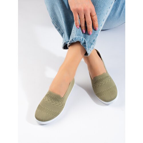 SHELOVET Women's Textile Slip-on Sneakers Green Cene