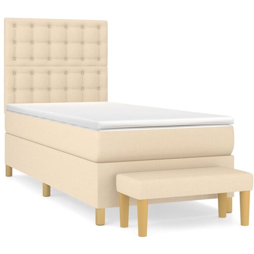 VidaXL Okvir kreveta s oprugama i madrac krem 80x200 cm od tkanine Slike