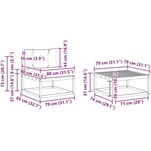  Set vanjskih sofa 6 kom. Bijela i bež Slike