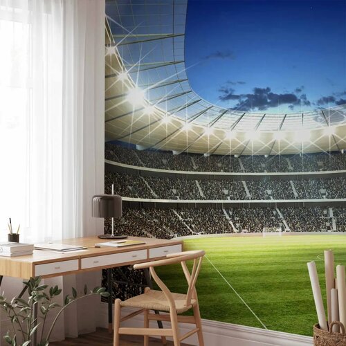  Foto tapeta - Football pitch - illuminated stadium with crowded stands 350x256 Premium Cene
