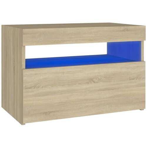 Maison Chic Nočna omarica - Nočna miza z LED lučkami sonoma hrast 60x35x40 cm inž. les, (21688344) Slike