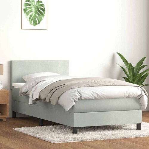 Box Spring krevet s madracem i LED svijetlo sivi 80x210 cm bar&amp;scaron;un Slike