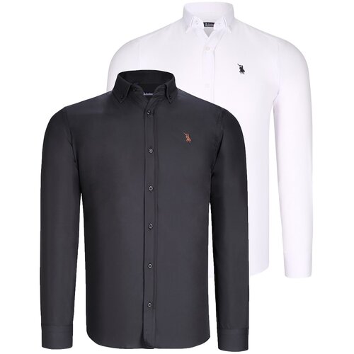 Dewberry DUO SET G725 MEN&amp;#039;S SHIRTS-BLACK-WHITE Slike