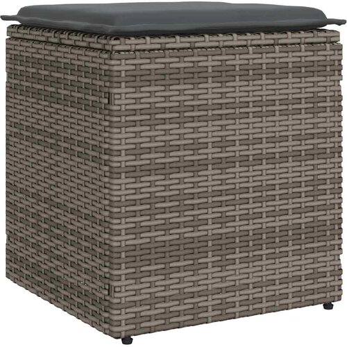  Vrtni tabure s jastucima 2 kom sivi 40x40x43 cm poliratan Slike