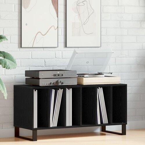 VidaXL &amp;Scaron;katla za albume Črna hrast 100x38x48 cm Inženirski les, (22009762) Slike