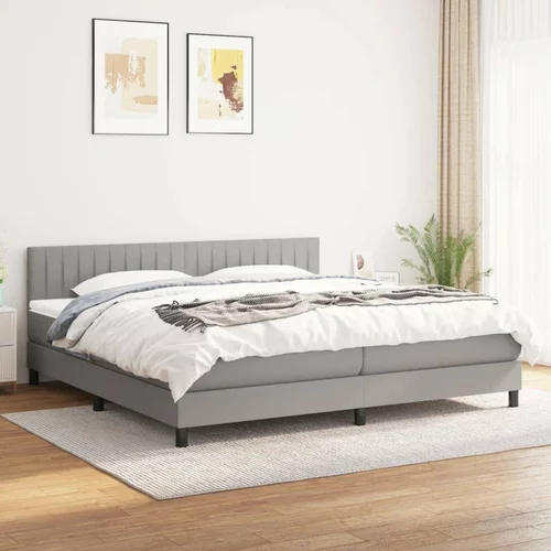  Box spring postelja z vzmetnico svetlo siva 200x200 cm blago, (20898918)