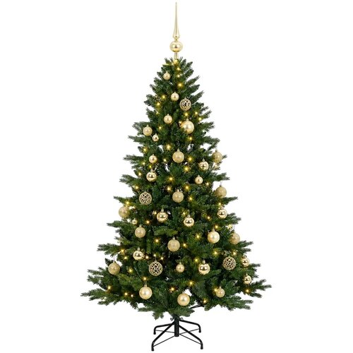  Umjetno božićno drvce s kuglicom 120 cm 150 LED lampica - 120 cm s LED žaruljama i zlatnim kuglicama Slike