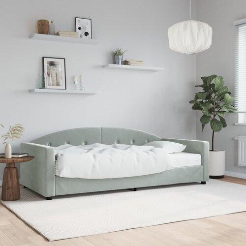 VidaXL Dnevna postelja z vzmetnico svetlo siva 90x190 cm žamet Slike