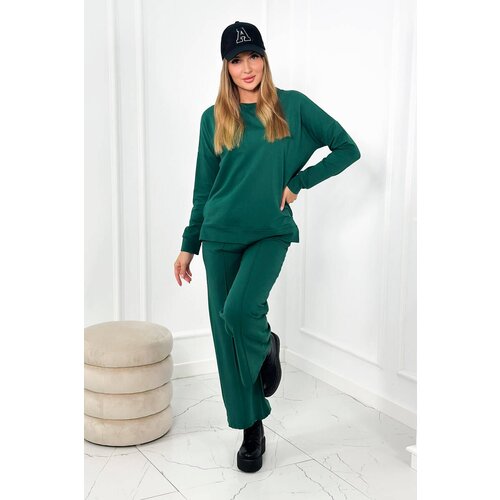 Kesi Cotton set Sweatshirt + Wide-leg trousers green Slike