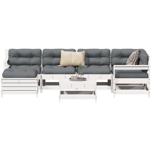  7-dijelni set vrtnih sofa bijeli od masivne borovine Cene