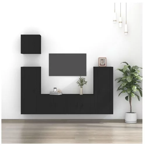  Komplet TV omaric 5-delni črn inženirski les