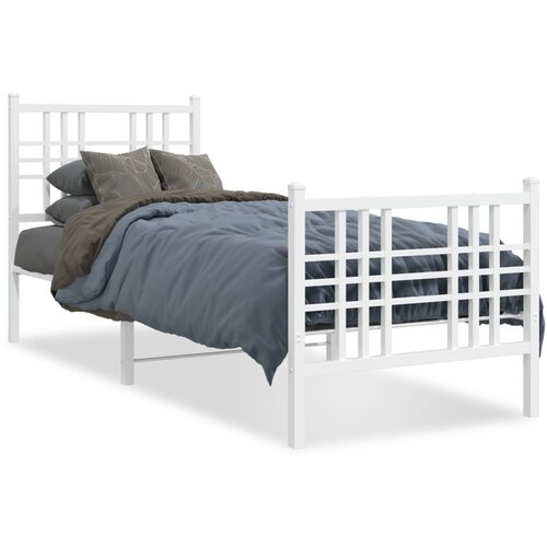 vidaXL Metalni okvir kreveta uzglavlje i podnožje bijeli 75x190 cm Cijene