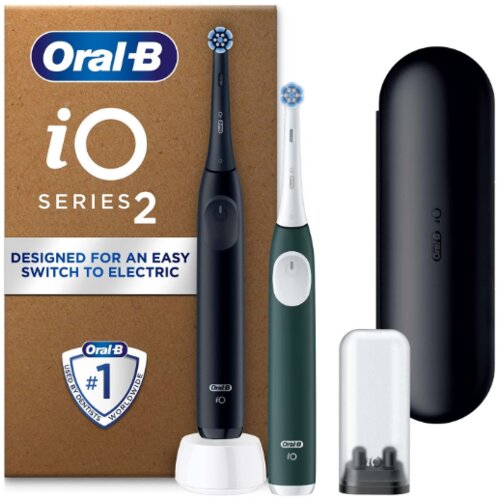Oral-b iO2 električna zobna ščetka DUO paket Black & Dark Green 1 kos Cene