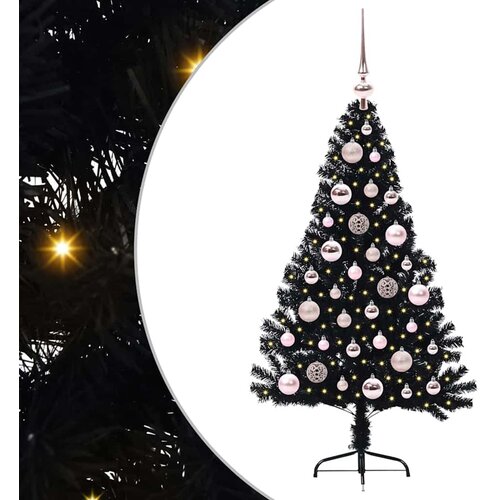 vidaXL Umjetna preddekorirana božićna jelka Črna 120 cm PVC, (5000072766) Cene