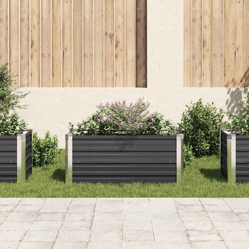  Povi&amp;scaron;ena vrtna gredica antracit 100x40x45 cm pocinčani čelik Slike