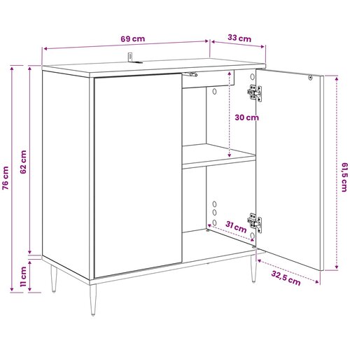  Kreveta HEESCH Crni hrast 69 x 33 x 76 cm Konstruirano drvo Slike
