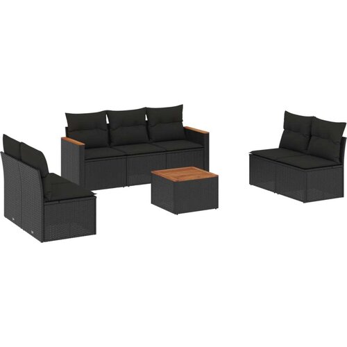  8-dijelni set vrtnih sofa od poliratana s jastucima crni Slike