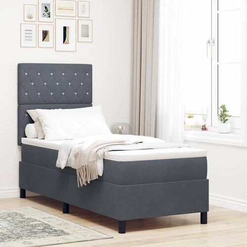  LED Box Spring Krevet s madracem Tamno siva 80 x 200 cm tkanina Cene