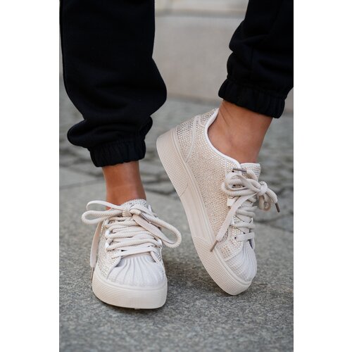 Boto Women&amp;#039;s sneakers with decoration on platform beige Eanneth Slike