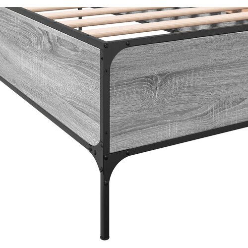  Okvir za krevet boja hrasta 90x200 cm konstruirano drvo i metal Siva 90 x 200 cm Slike