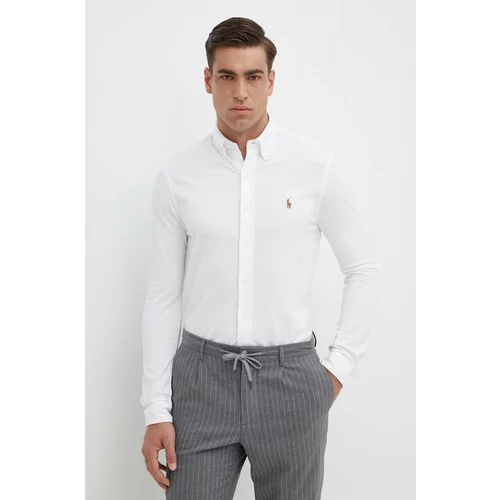 Polo Ralph Lauren Pamučna košulja za muškarce, boja: bijela, regular, s button-down ovratnikom, 710932545